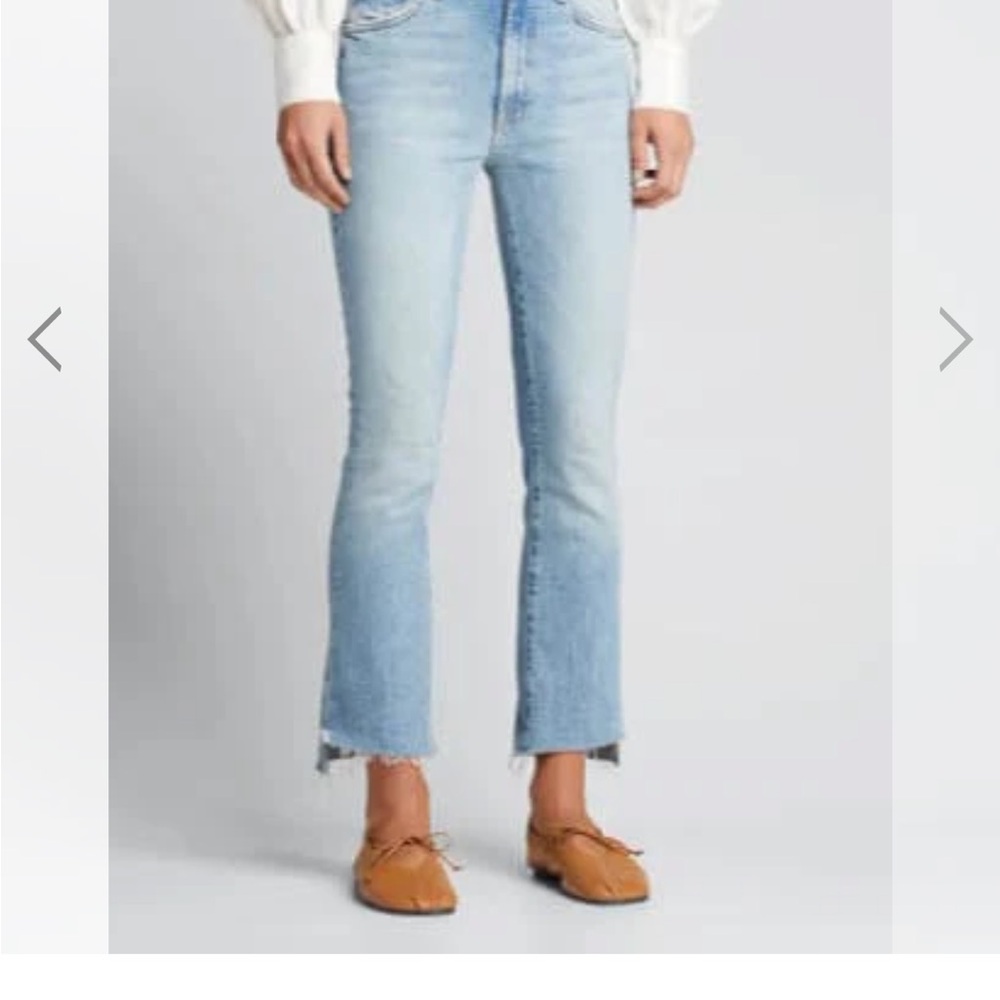 Mother cropped Insider Step Fray - ‘I Confess’ Light Blue Women's Jeans. Size 32